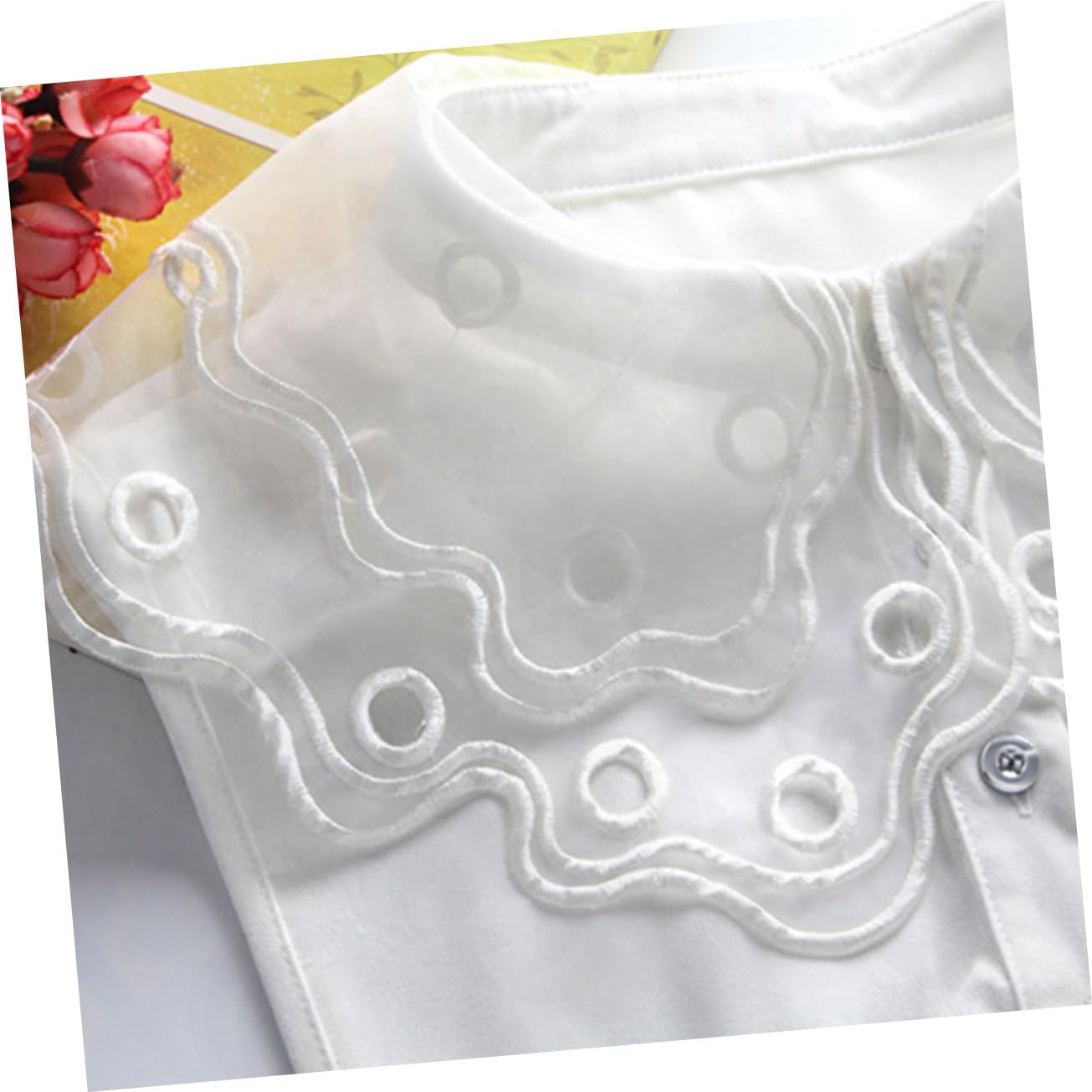 Holibanna White Embroidered Lace Collar for Women Versatile Decorative False Collar Fashion Accessory for Shirts Sweaters Comfortable Fit for Parties Weddings