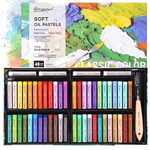 AXEARTE Soft Oil Pastels Set, 52 Colors Vibrant Creamy Oil Pastels Set with Painting Scraper, Art Supplies for Drawing, Blending, Layering, and Shading, Great Gifts for Artists, Kids, Beginners