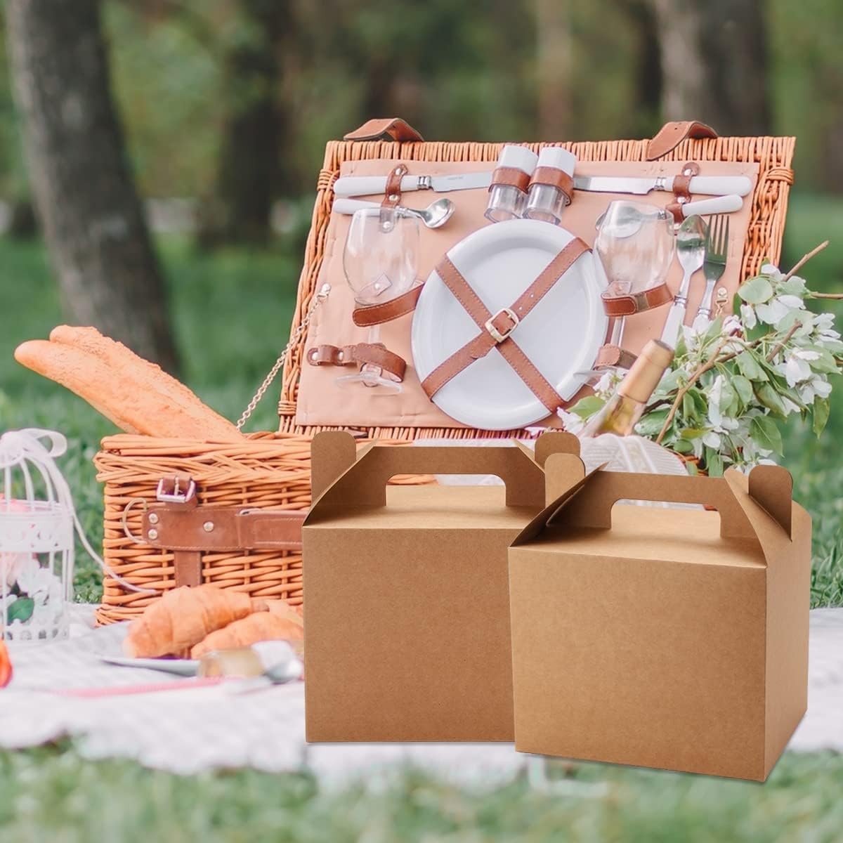 Brown Gable Boxes 12 Pack 7 x 5.5 x 5.5 Inches with Rope and Tag Party Favor Boxes for Birthday Party Wedding Treat Boxes … - Image 7