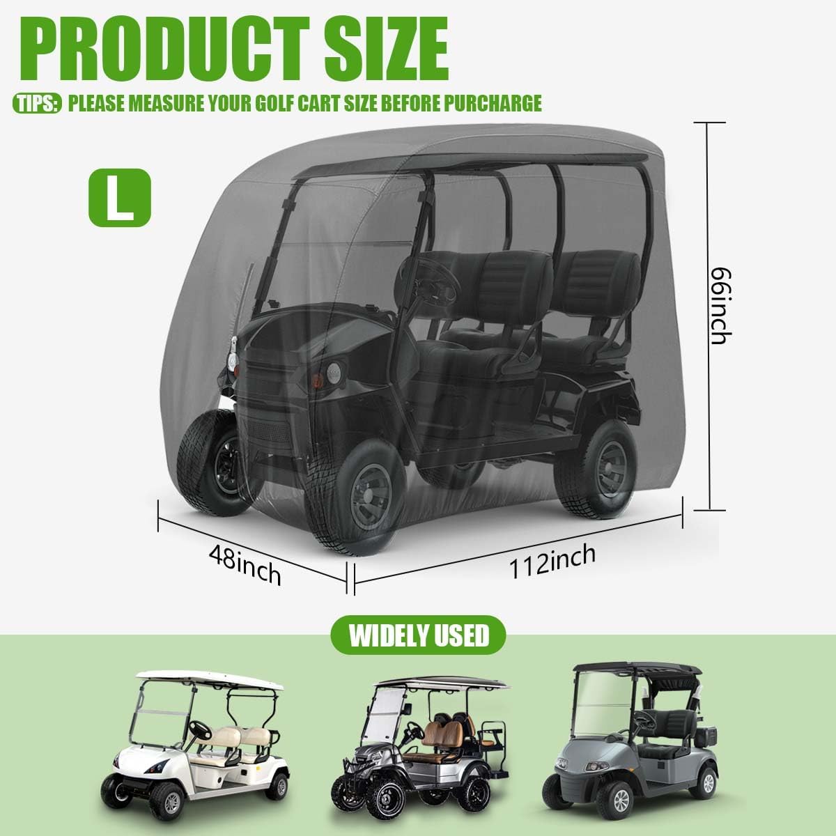 KISEER 4 Passenger 420D Waterproof Golf Cart Cover fits EZ GO Club Car Yamaha, Sunproof Dustproof