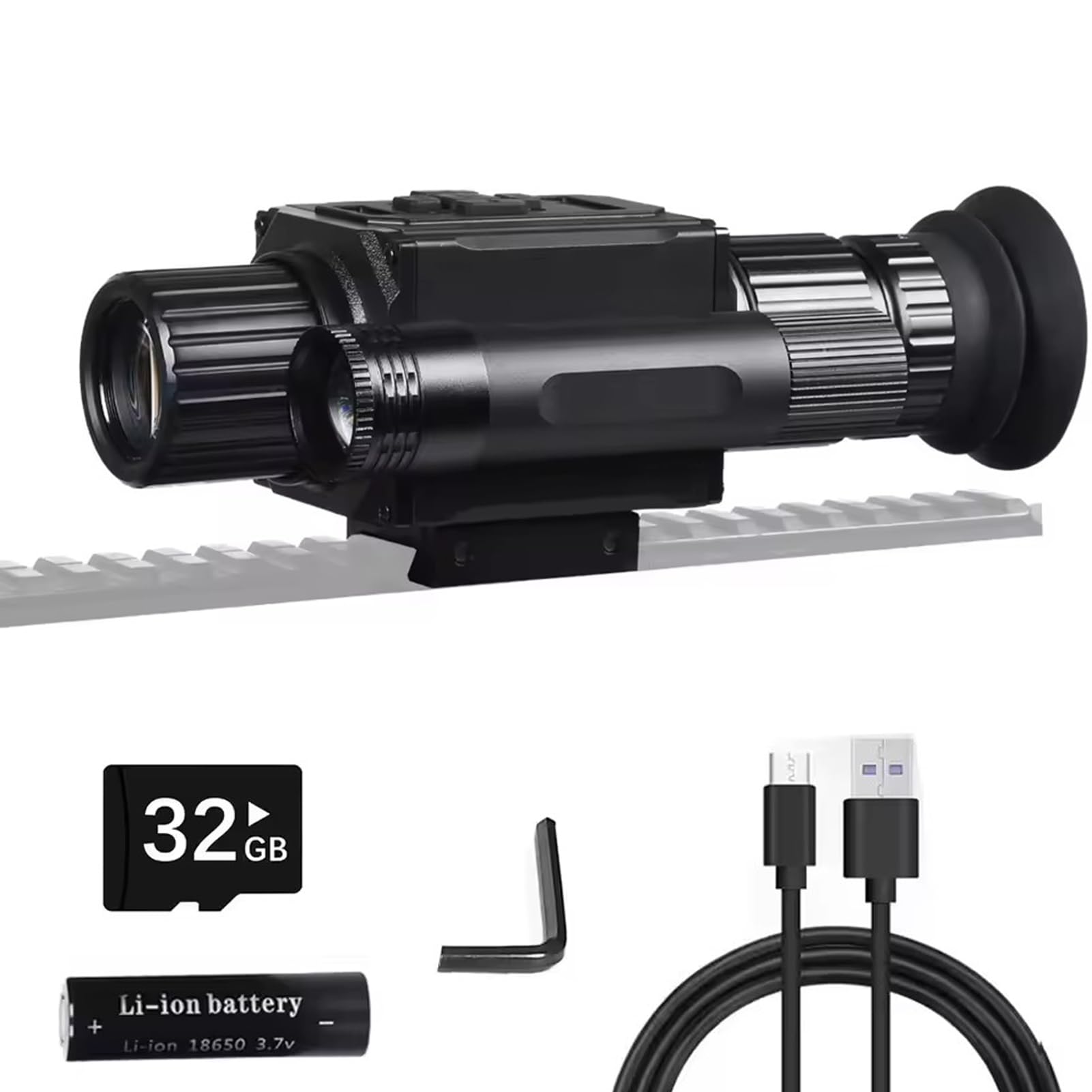 SUZLAZYR NK008 Night Vision Scope for Hunting, 1080p HD Infrared Riflescope Monocular Camera, Built-in 850 IR Illuminator, 5X Digital Zoom