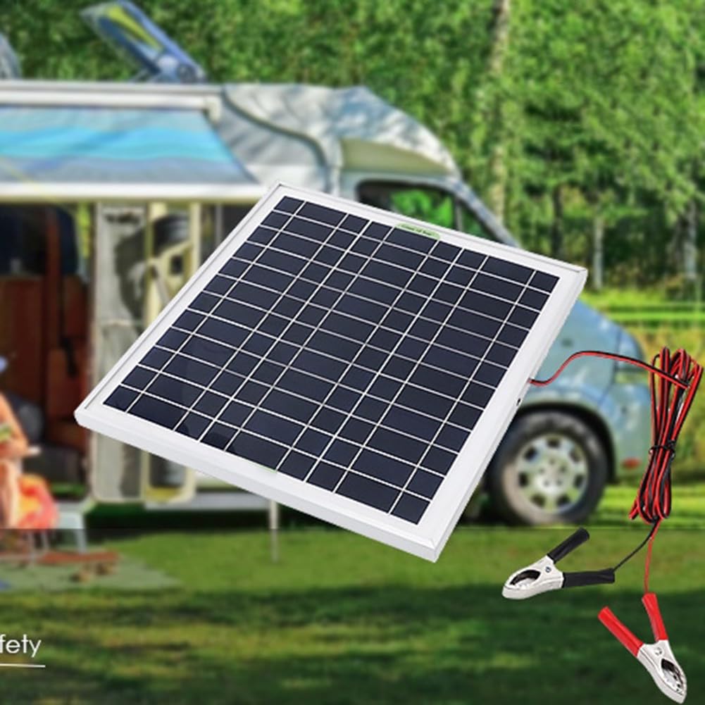 Panneau solaire monocristallin 20 W, chargeur de batterie portable 12 V avec cadre et câble en aluminium, module PV étanche pour camping, camping-car, randonnée