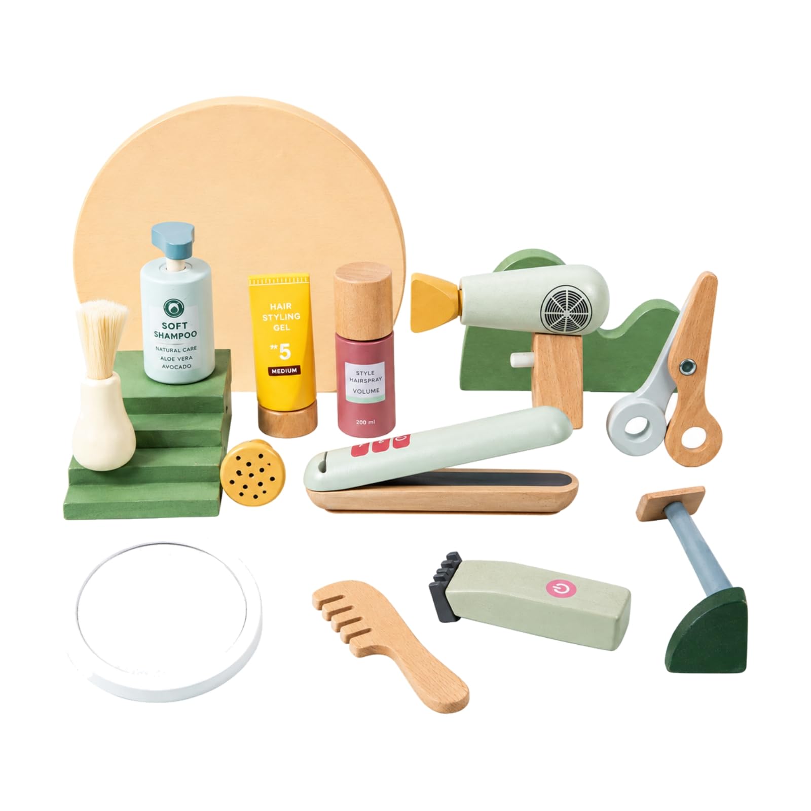 Kit da Parrucchiere in Legno Sicuro Set da Barbiere Giocattolo con Borsa Leggero per Gioco di Ruolo