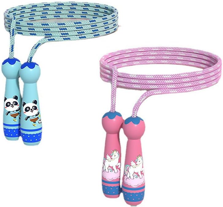 Miniatura 4 de Cuerda de saltar para niños, cuerda de saltar ajustable de algodón con mango de madera, peso ligero para fitness, entrenamiento, ejercicio,