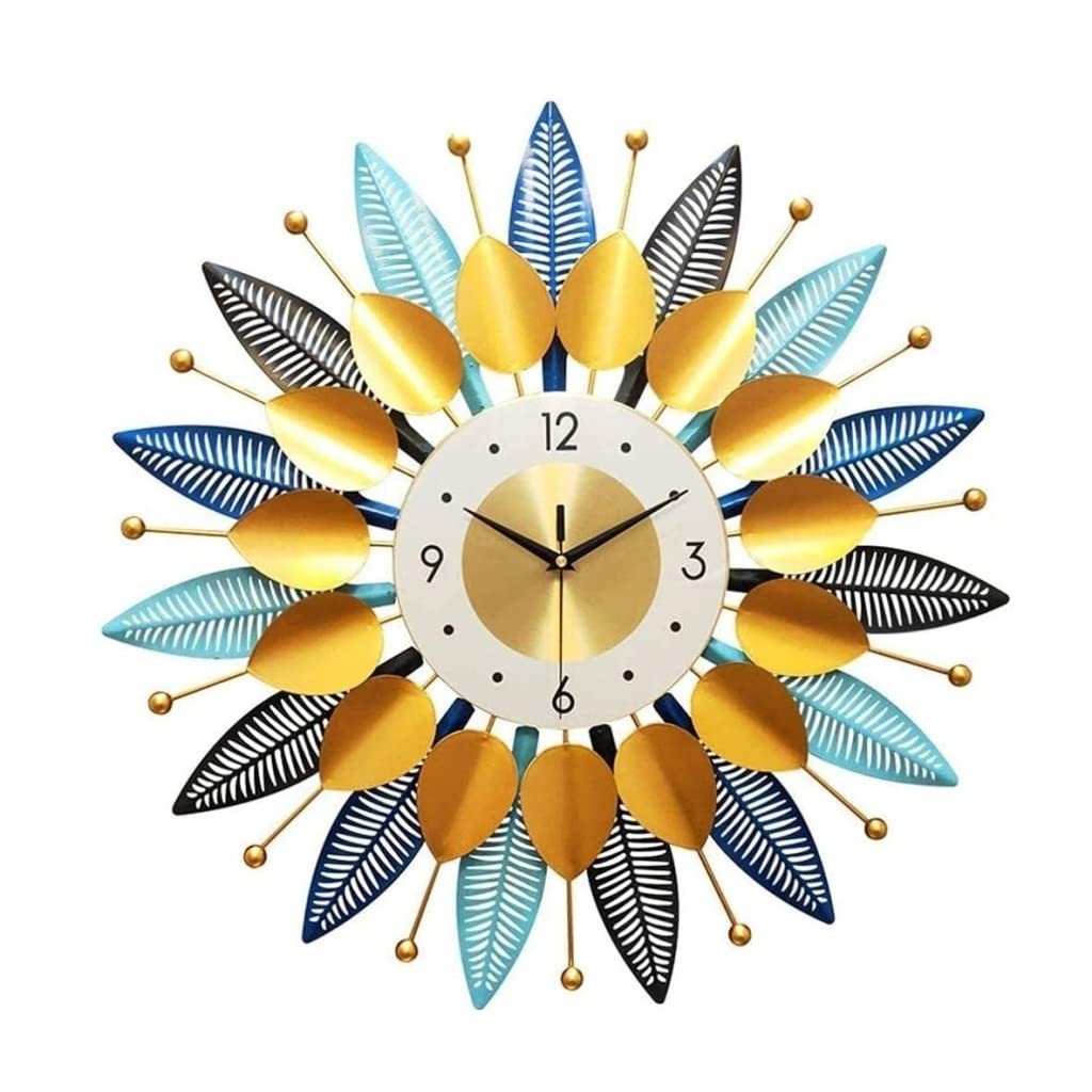 MYUYEE Farmhouse Vintage Clock Iron European Style Flower-Shaped Wall-Mounted Clock Mute for Living Room Bedroom Art atio for Bedroom Office,One Color-70 * 70cm (One Color-60 * 60cm)