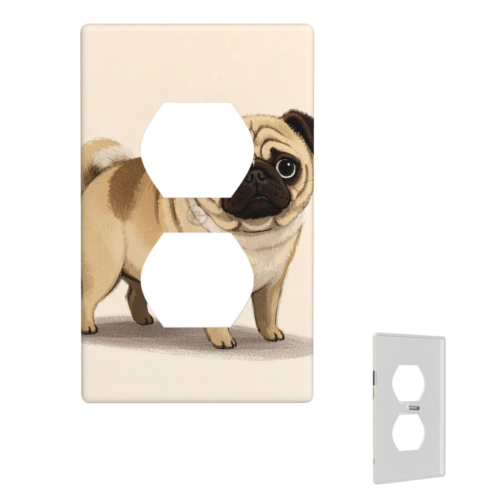 1-Gang Decorator Wall Plate cartoon pug Light Switch Cover Single Gang Receptacle Wall Plate Standard Size 4.5" x 2.76" Wallplate Unbreakable Polycarbonate Outlet Faceplates Cover