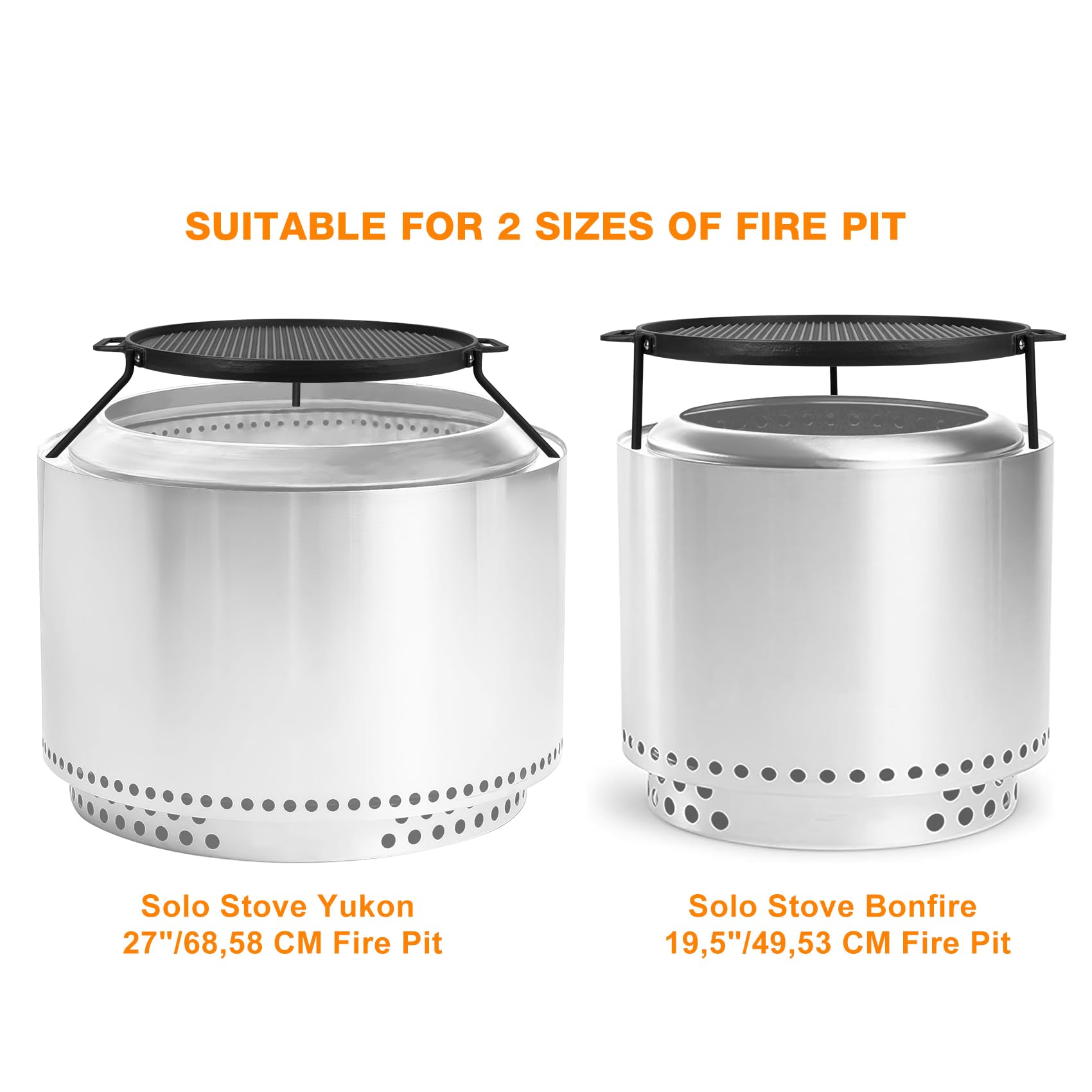 onlyfire Plaque de Cuisson Réversible en Fonte pour Solo Stove Bonfire, Yukon, Summit 19.5-27 pouces, 49.5-68.9 cm