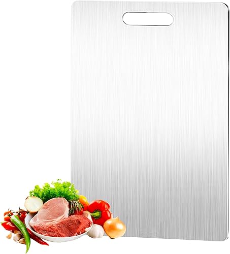 Miniatura 6 de Tablas de cortar para cocina, tabla de cortar de acero inoxidable de grado alimenticio, higiene duradera, segura, adecuada para cocina o campamento