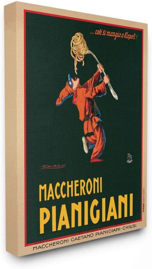 Stupell Industries Maccheroni Pianigiani Vintage Poster Food, Design by Marcello Dudovich Wall Art, 16x20, Canvas