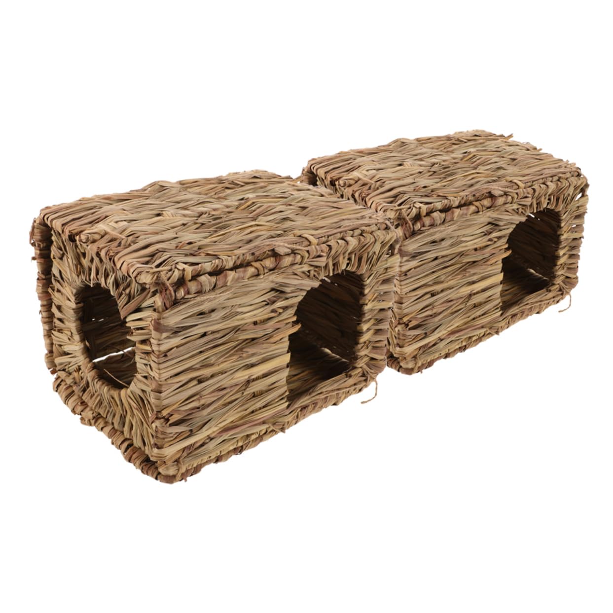 TOYANDONA 2 Stück Gras Kaninchenversteck aus Handgefertigtem Gras Faltbares Design Stabiles Kleintierhaus für Kaninchen und Meerschweinchen Bequemes Ruhehaus für Drinnen und Draußen
