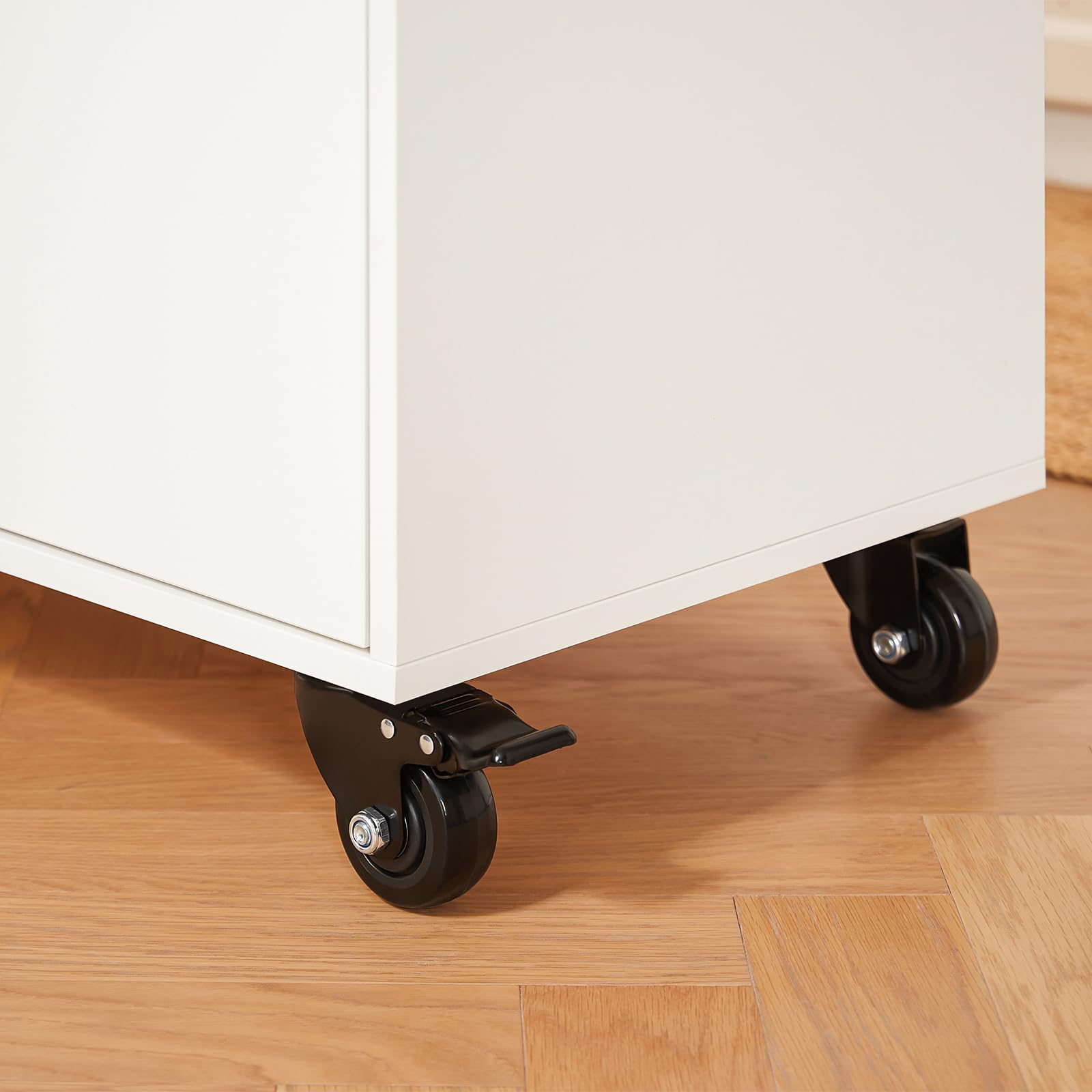 SoBuy Carrello Cucina Isola Cucina con Ruote Mobile da Cucina Salvaspazio con Cassetti, Penisola Cucina con Piano Lavoro - Mobile Cucina con Ruote Portatutto Bianco 105x46x92 cm FKW126-WN
