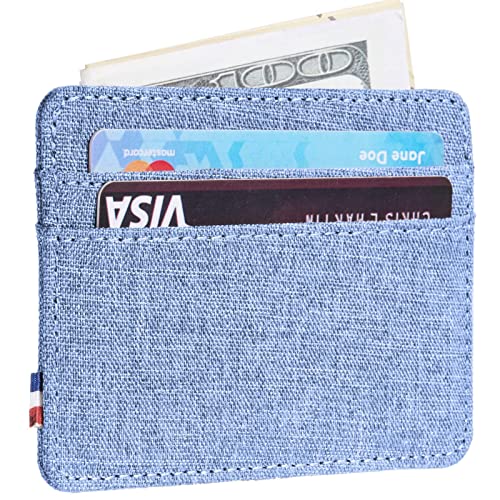 Qbool Mens Front Pocket Wallet Slim Minimalist with RFID Blocking Cash Slot Credit Card Holder (Z-Light Blue)2