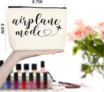 4PCS Funny Airplane Travel Gifts for Women Makeup Bag Travel Essentials Cosmetic Bag Traveling Toiletry Bags Flight Vacation Gifts for Girls Sister Travelers Girls Trip Birthday Christmas Mothers Day
