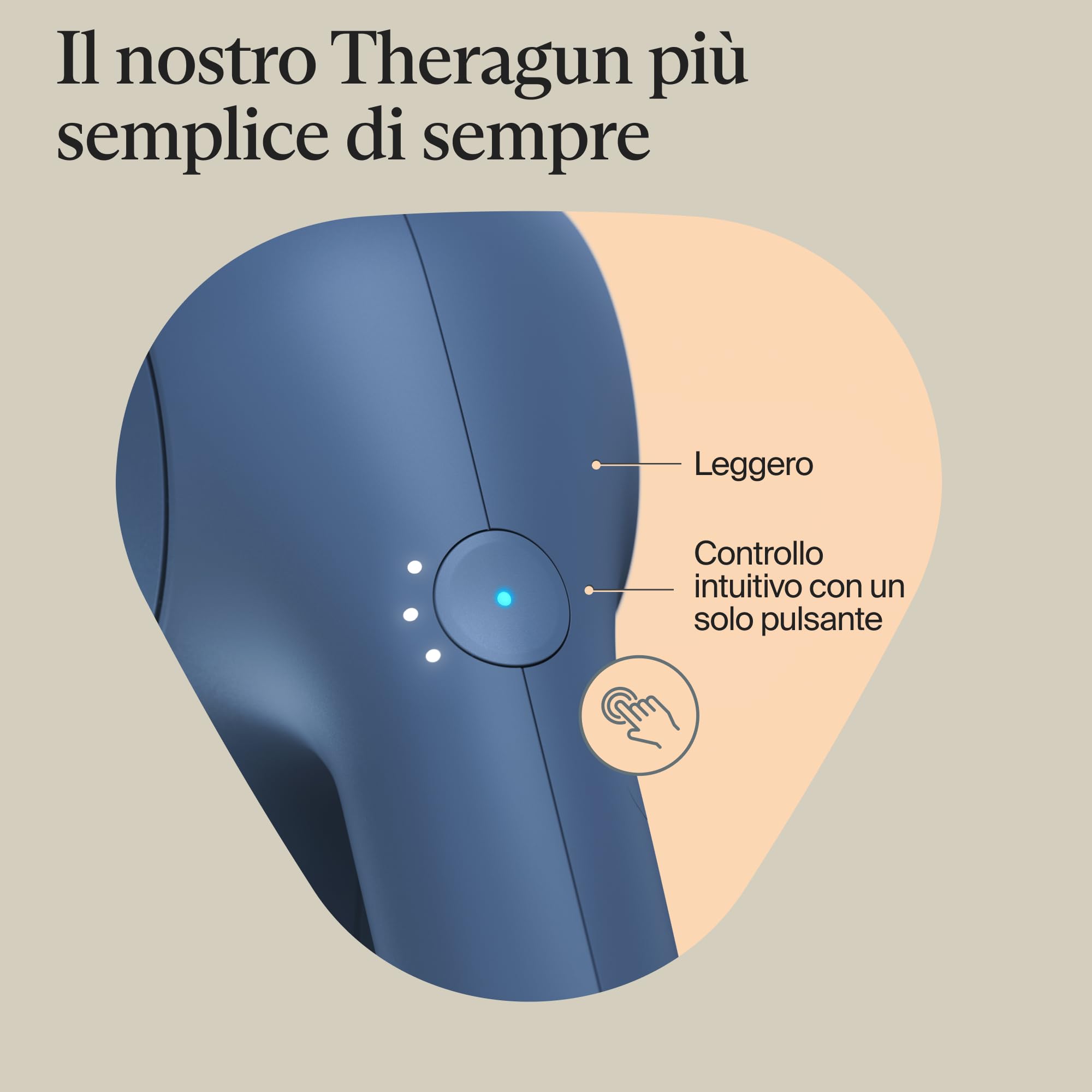 Theragun Relief Massaggiatore a Percussione Manuale - Facile da Usare, Confortevole e Leggero per Alleviare Dolore Quotidiano in Collo, Schiena, Gambe, Spalle e Corpo-Marine