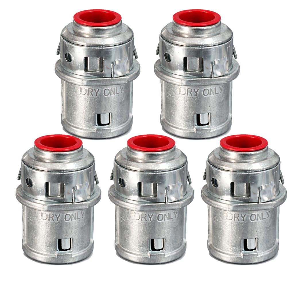 50 Packs 3/8" MC Cable Connectors, Zinc Snap-in Electrical Conduit Connectors, 1/2" Knockout Snap Lock Fittings for Steel and Aluminum Armored Cable