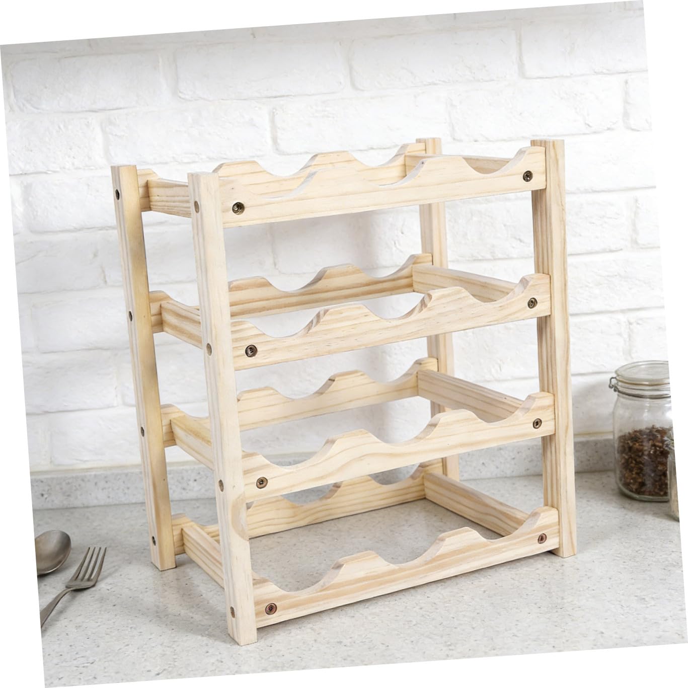 Portabottiglie in Legno Rosso Per Uso Domestico Portabottiglie Decorativo Multistrato Fondo Antiscivolo Per Bottiglie Di Vino E Lattine