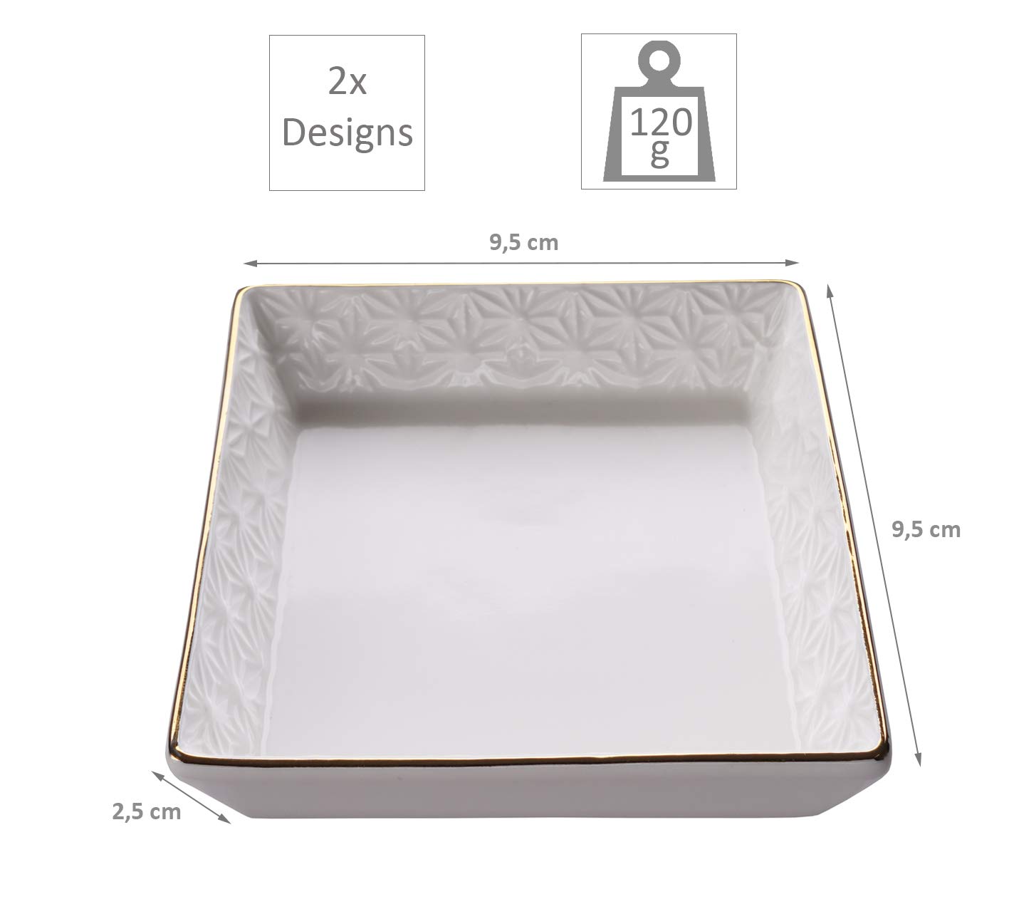 TOKYO design studio Nippon White Sushi-Set weiß, mit Goldrand, 6-TLG., 2X Sushi-Platten 2X Saucen-Schalen, 2X Essstäbchen, asiatisches Porzellan, Japanisches Design, inkl. Geschenk-Verpackung