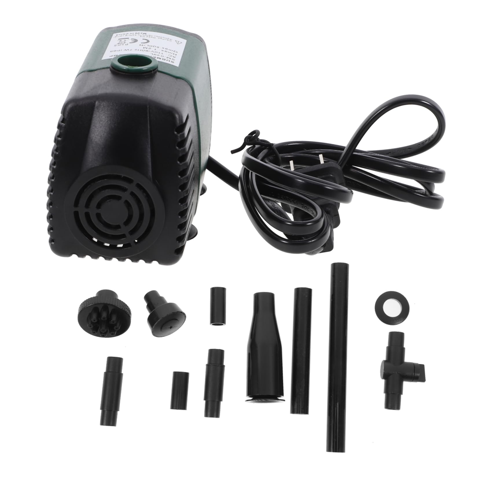 Toddmomy 1 Set Hydroponics Sinking Pump Submersible Water Pump for Aquarium Fountain Nozzles Included Energy Efficient Quiet Operation for Pools Gardens US Plug