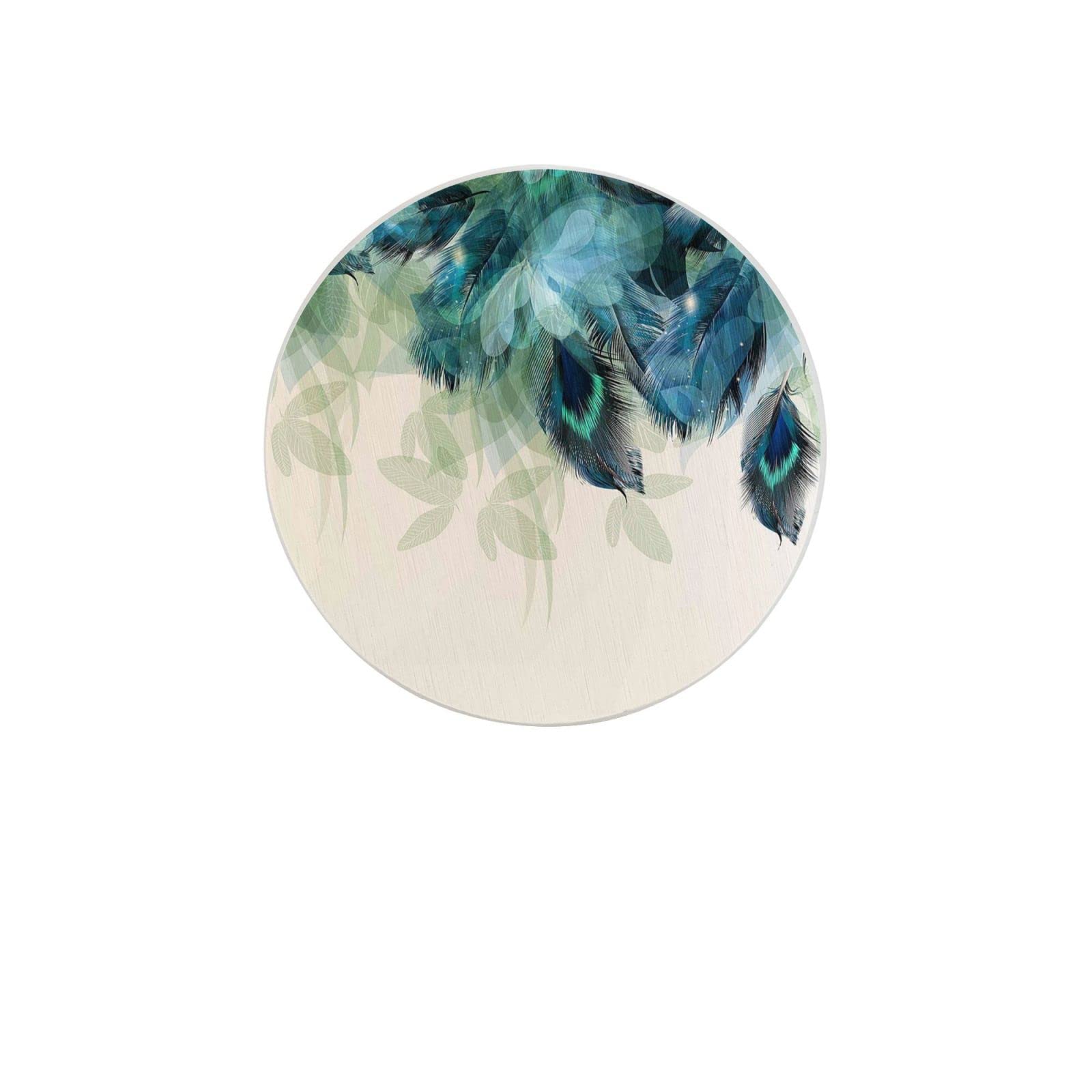 Peacock Feather Four Pieces Coaster Heat-Resistant Reusable Saucers for Drinks Wine Glasses Plants Cups Mugs