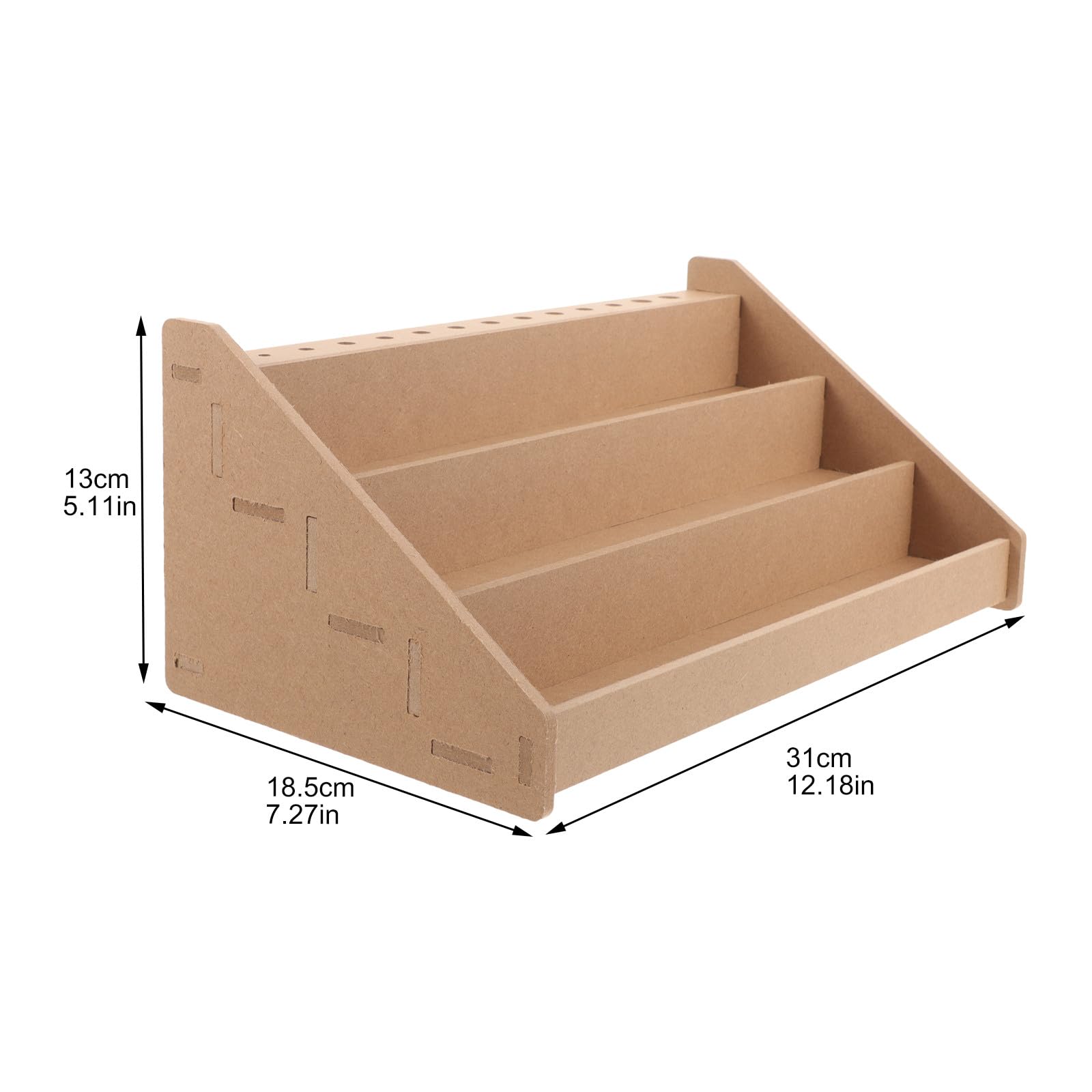 Holz Farbaufbewahrungsregal für Künstler mit Pinselhalter 13-fach | Beige, Leichte Tischlösung, Mehrlagiges Design, Dekorativ und Platzsparend für Home und Atelier