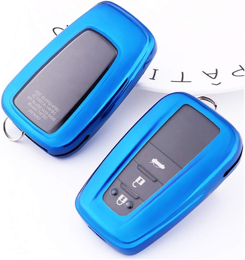 ontto Etui na kluczyki samochodowe Smart 2/3/4, z silikonu TPU, ochrona kluczy, do Toyota C-HR RAV4, Prado Prius Camry Corolla, Avalon, niebieski
