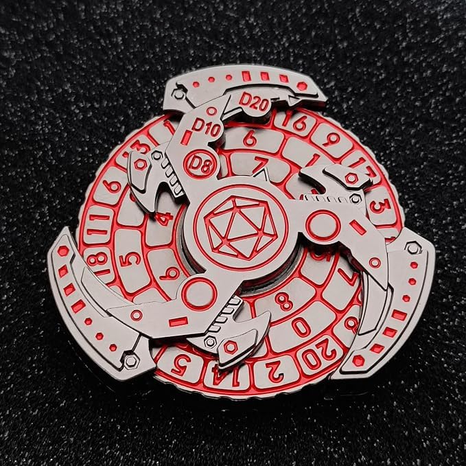 7-in-1 Spinner DND Dice Set With Gift Case, Spin The Metal Compass Dice for Role Playing Table Game Gifts (Red)