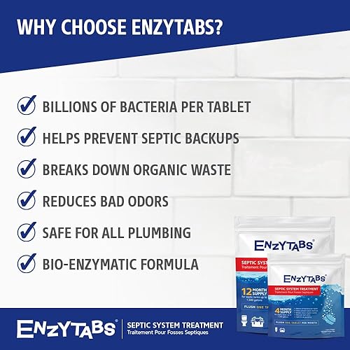 Miniatura 2 de Enzytabs tratamiento para sistema de tanque séptico, miles de millones de encimas que producen bacterias, para eliminar los malos olores y prevenir