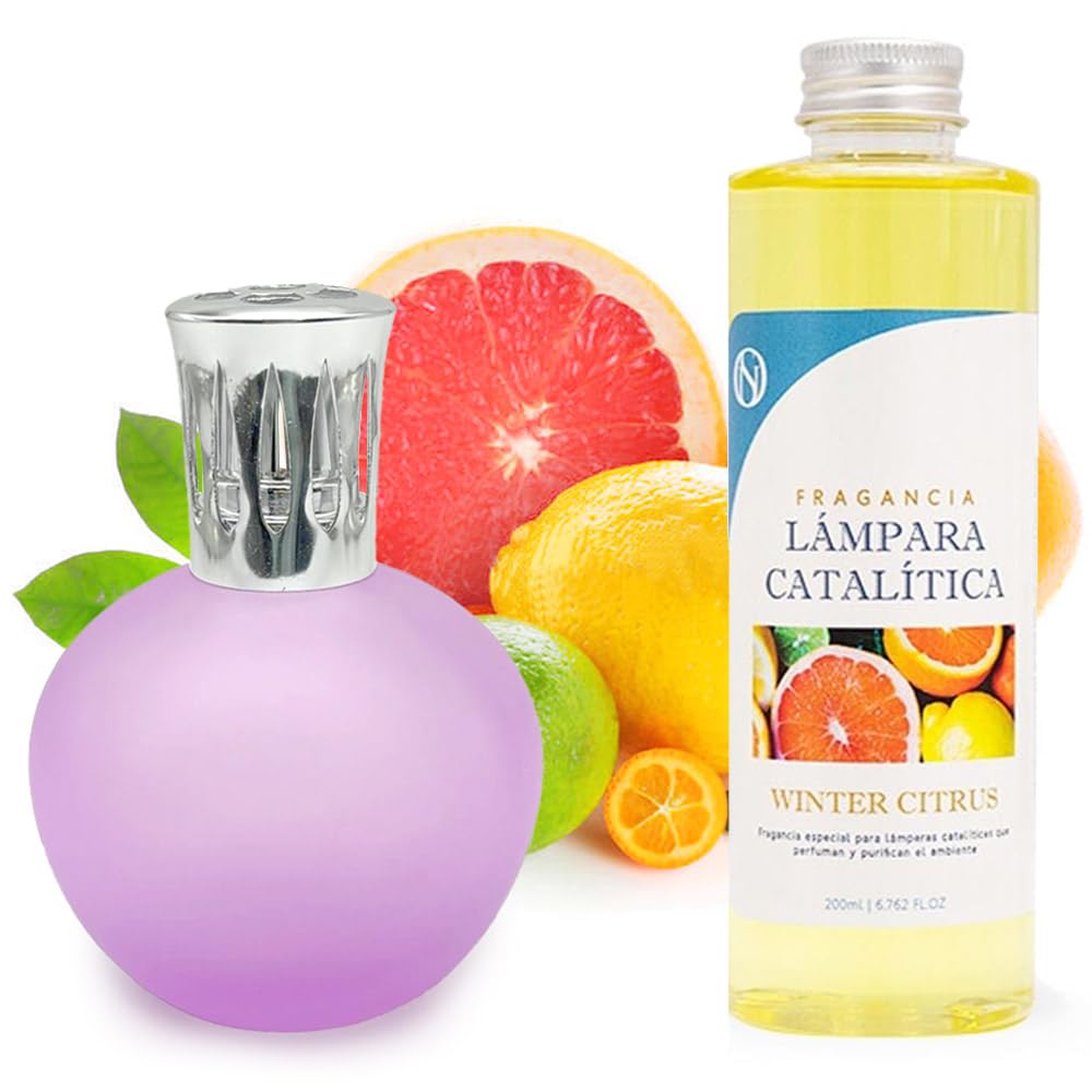 Pack Ahorro Lámpara Catalítica Fucsia Mate + Fragancia Winter Citrus 500ml. Elimina Malos olores e impurezas, perfuma y Limpia