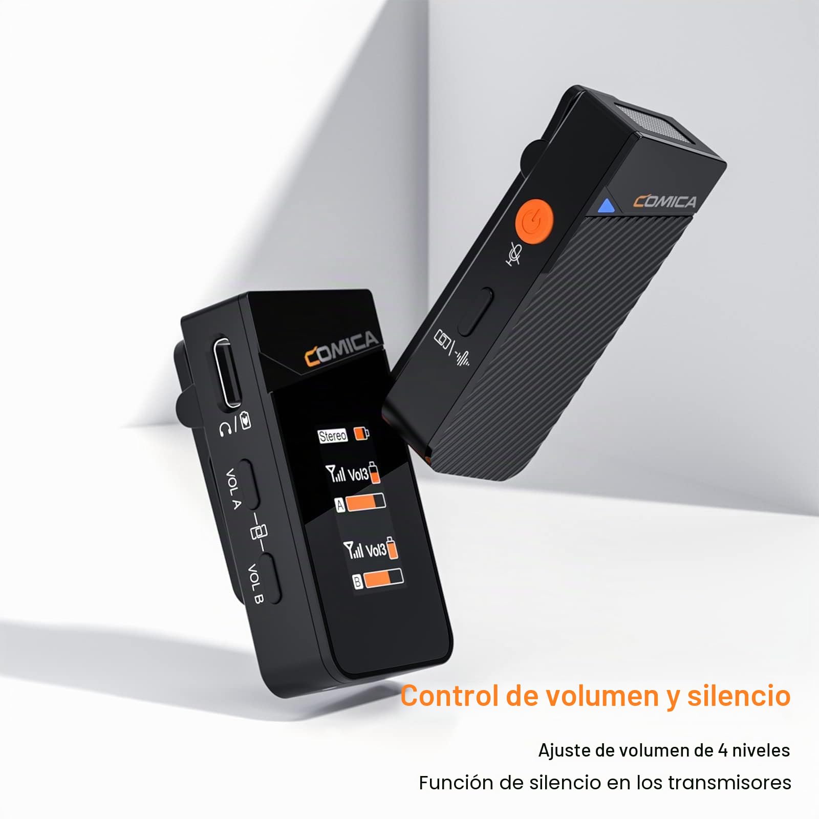 COMICA Vimo C3 Micrófono inalámbrico Lavalier con cancelación de Ruido y Modo de Seguridad, 2.4G Micrófono de Solapa inalámbrico Dual para iPhone Cámaras DSLR Videocámara PC Android Live Streaming