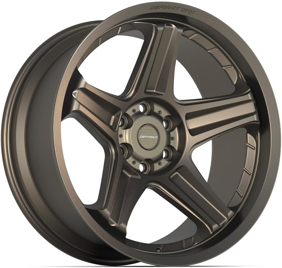 DEFIANT Wheels DF07 22 Inch Rims and Tires Fit 6x139.7 22x10 Satin Bronze - TerraMax RT 33x12.50/22 (Set of 4)