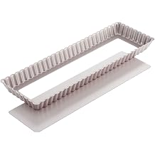 CHEFMADE Rectangle Tart Pan, 5x14-Inch with Removable Loose Bottom Non-Stick Oblong Quiche Bakeware for Oven Baking Champagne Gold