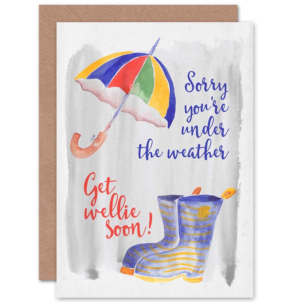 Wee Blue Coo CARD GET WELL SOON WELLIE BOOT PUN GIFT