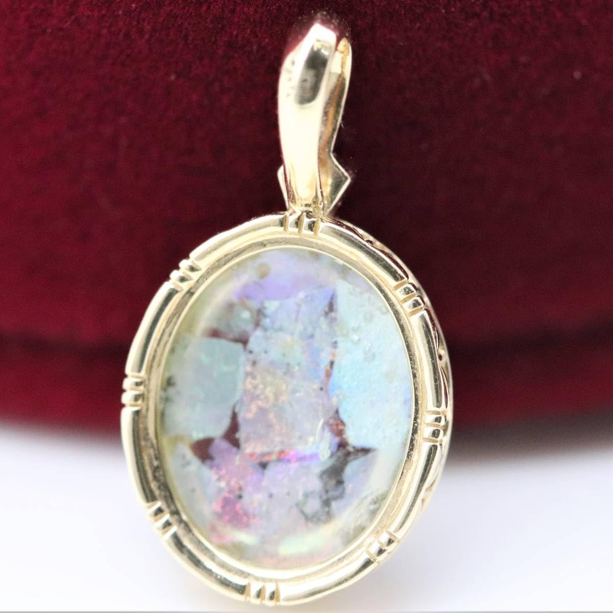 アガット ローマンガラス ネックレス チャーム K10 agete アガット