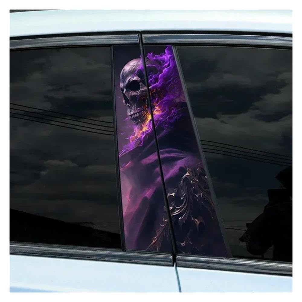 Autocollant crâne violet pour pilier B de voiture et décoration imperméable DIY