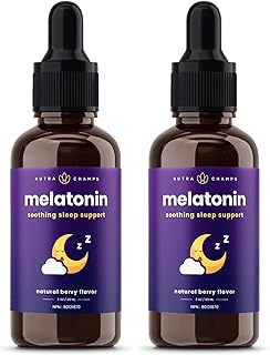 Liquid Melatonin Drops | Melatonin for Kids & Adults | Sugar Free Melatonin Liquid Sleep Aid Supplement | Vegan & Non-GMO | Natural Berry Flavor (2-Pack)