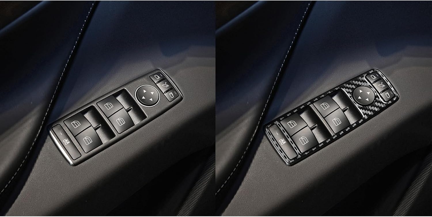 Real Premium Carbon Fiber Sticker Compatible with Tesla Model X 2016-2020 Model S 2012-2020 Car Door Window Lift switches Frame Decoration Sporty Style Auto Interior Accessories Decals 4pcs Black