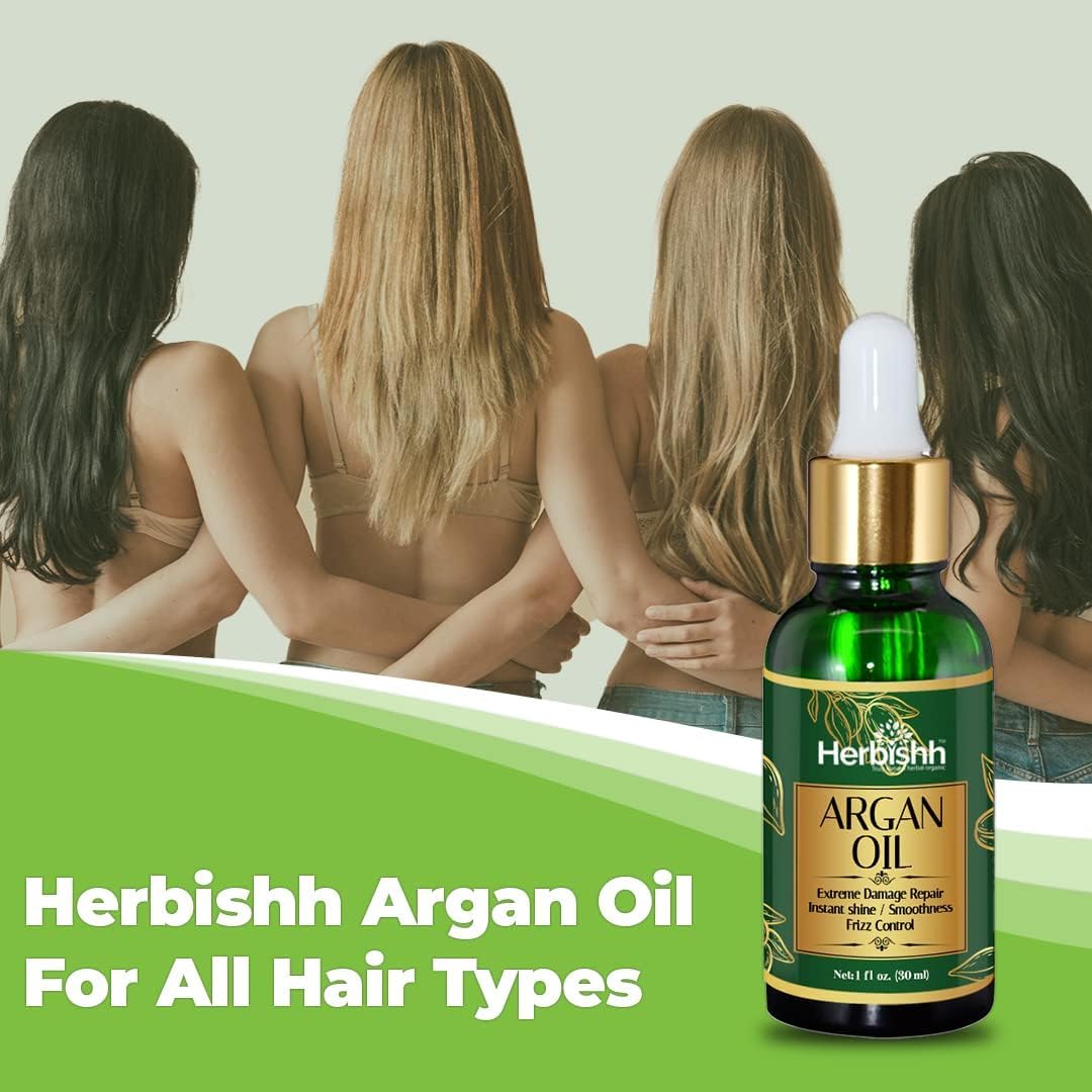 Herbishh Argan Oil Deep Condition Treatment for Hair Frizz Control & Damage Repair 30ml - Image 6