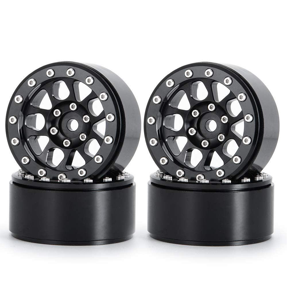 XUNJIAJIE 4pcs 1.9inch RC Beadlock Wheel Rim for 1/10th RC Crawler Axial SCX10, SCX10-ii 90046,SCX10-III,TRX4 Model Car