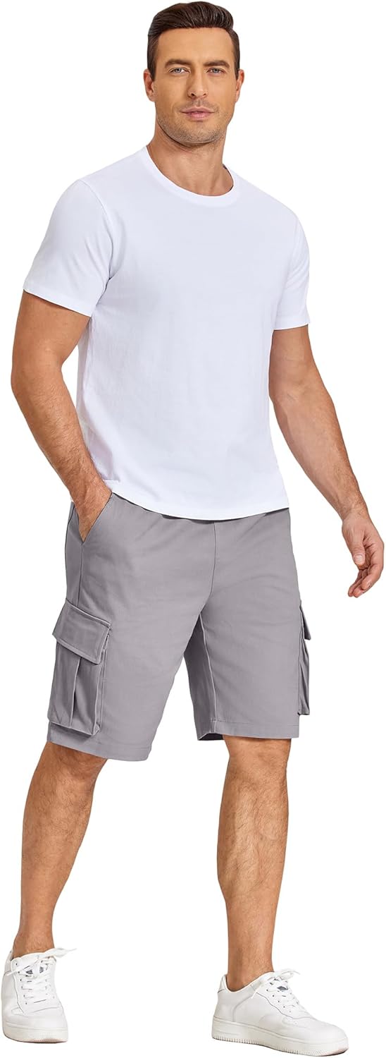 COOFANDY Men's Cargo Shorts Casual Cotton Drawstring Short Elastic Waist Work Shorts with Multi Pockets