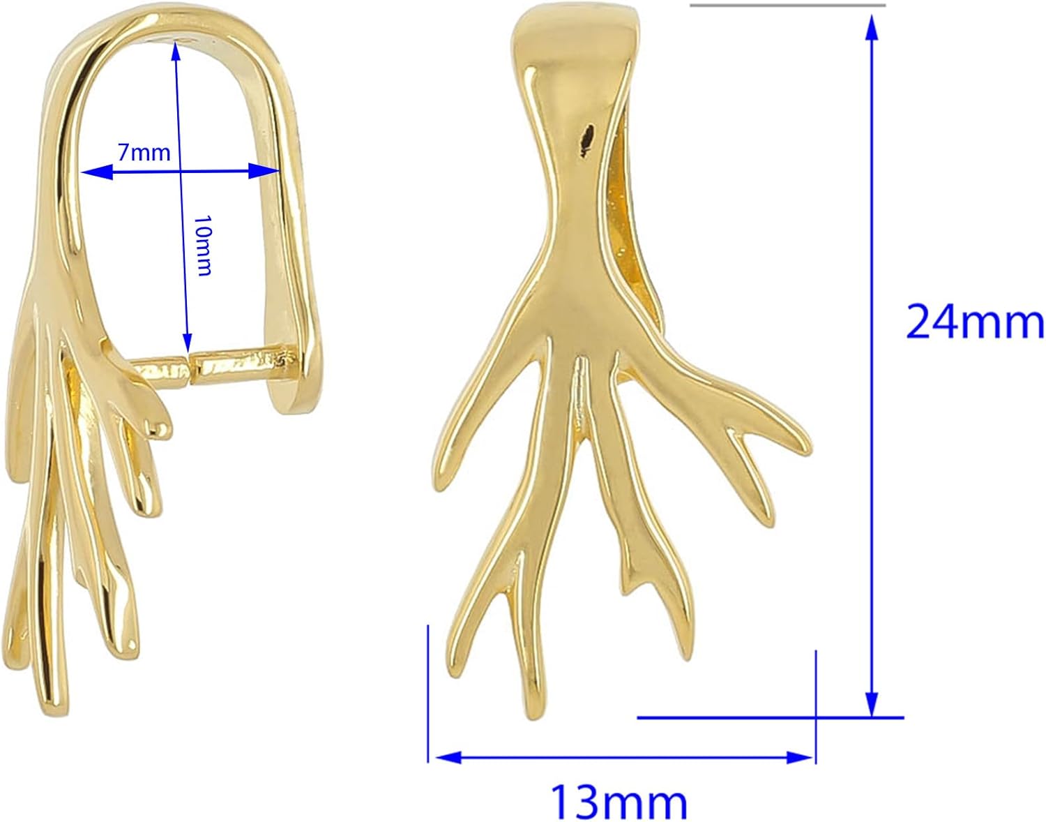 Sterling Silver Tree Branch Pinch Bail Pendant Clasp Slider For DIY Jewelry Pendant