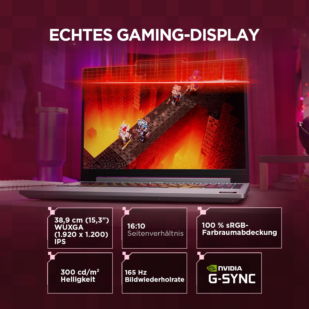 Lenovo LOQ Gaming AI Laptop | 15.3" WUXGA 165Hz Display | AMD Ryzen 7 250 | 16GB RAM | 1TB SSD | NVIDIA GeForce RTX 5060 | Windows 11 | QWERTZ | Grau | 3 Monate GamePass