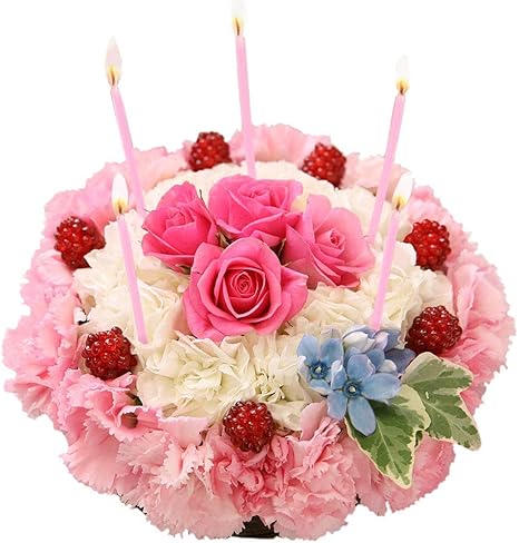 Amazon Bunbunbee フラワーケーキ ストロベリークリーム 生花アレンジメント プリザーブドフラワー オンライン通販