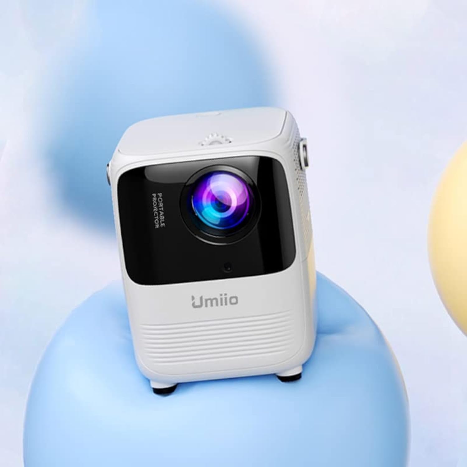 Inder Umiio A008 Intelligent Screen Projector 5G WiFi Bluetooth Quadrangle Trapezoid 1080P Android Projector For Move Music TV Game Casting (White)