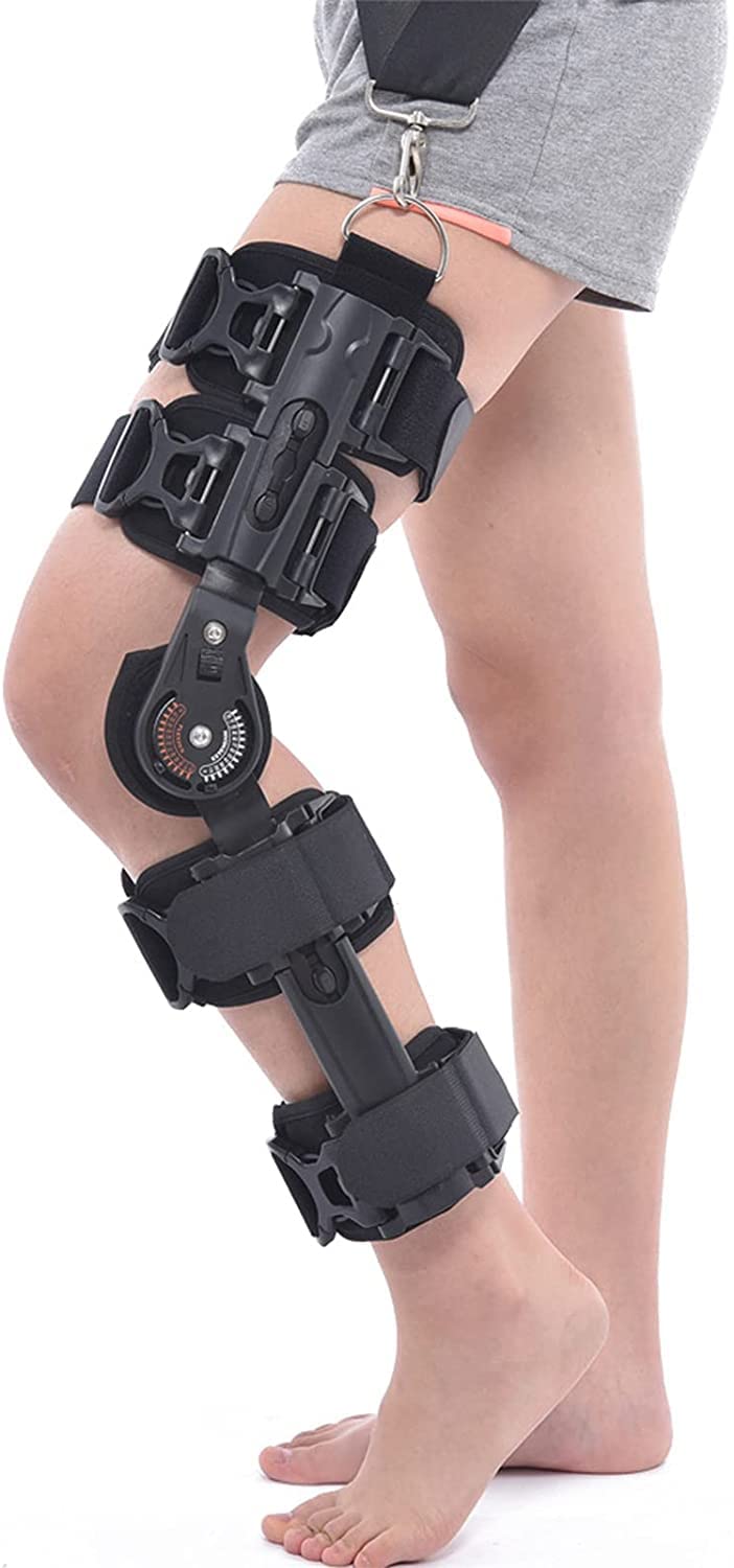 Rodilleras menisco y ligamento para Artritis Brace de rodilla con bisagras ROM Ajustable Post Op Knee Soporte de ortesis Protector Inmovilizante for la pierna izquierda y la pierna derecha, tanto homb