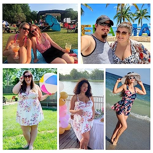 image for COCOPEAR Women Elegant Crossover One Piece Swimdress Floral Skirted Sw