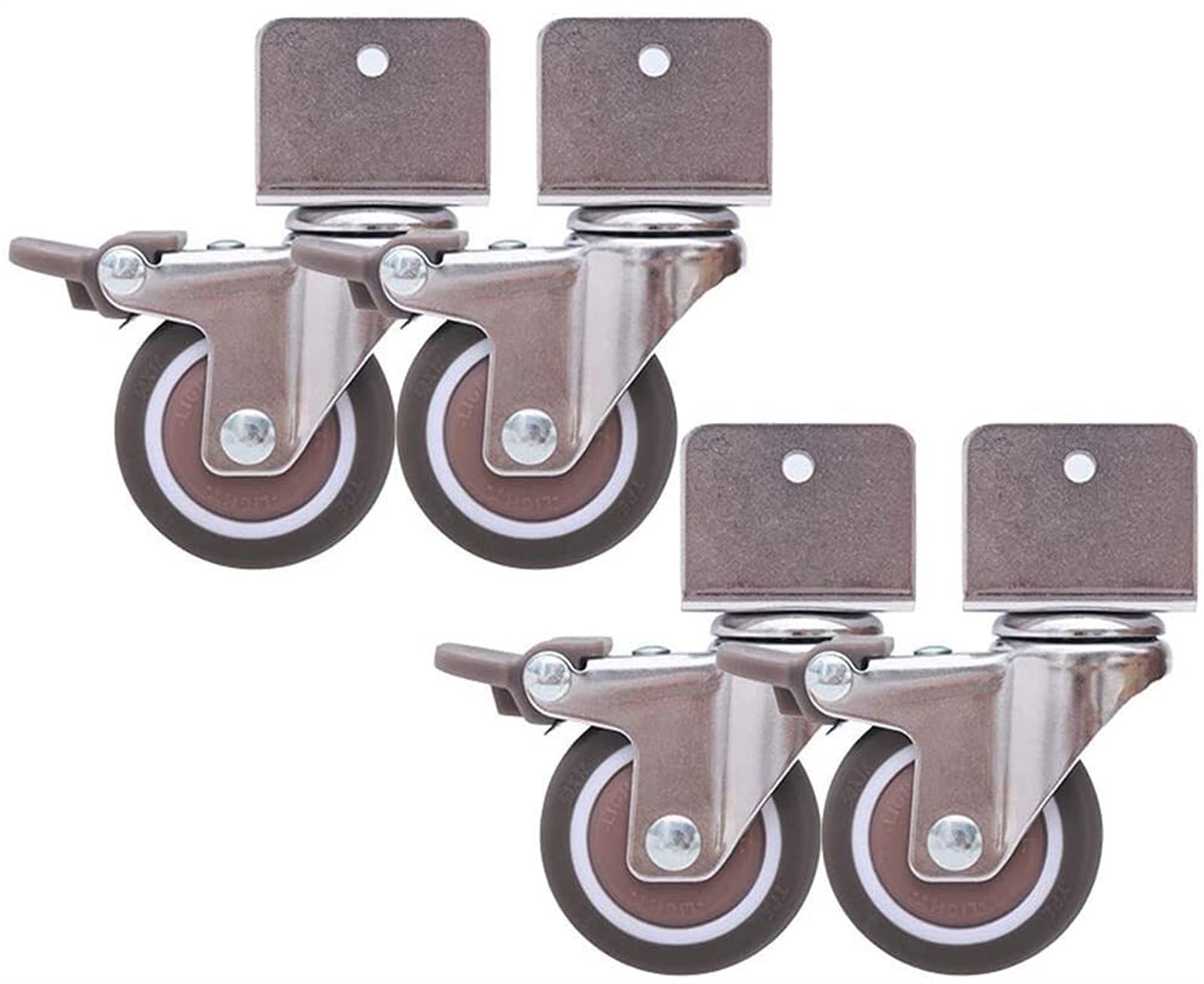 Roulette de meubles silencieuse en caoutchouc 50mm à pince U 20mm 4pcs