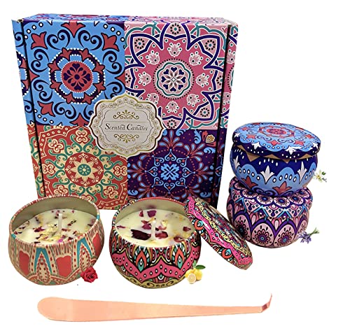 Image of HorBous Soy Scented Candle Gift Set for Women, Fragrance Aromatherapy Candles Set for Home Party with Candle Wick Trimmer