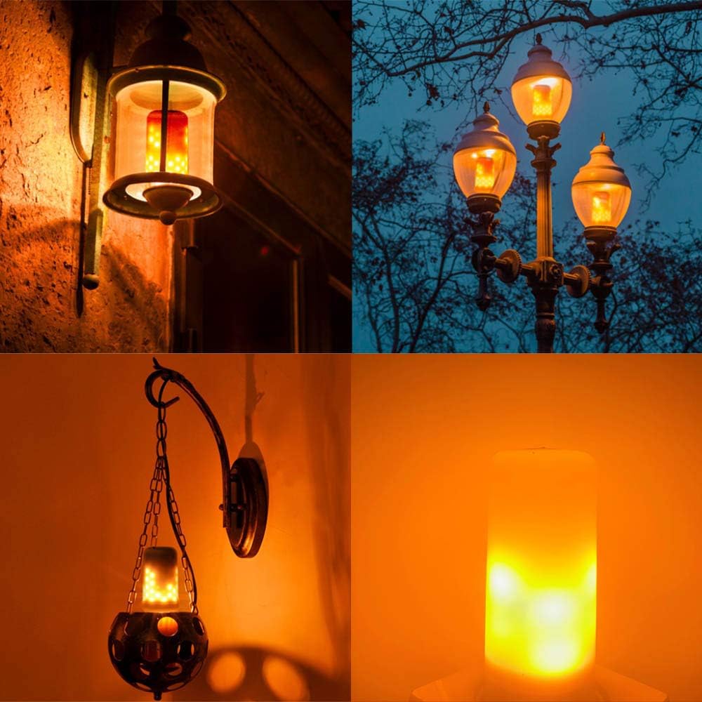 LED Flame Light Bulb E26 Edison Screw Base 3W 2 Mode LED Flickering Bulb Medium Flame Tip Vintage Chandelier Flame Bulbs for Lantern Bar Party Christmas Decorations (E26-2 Pack)