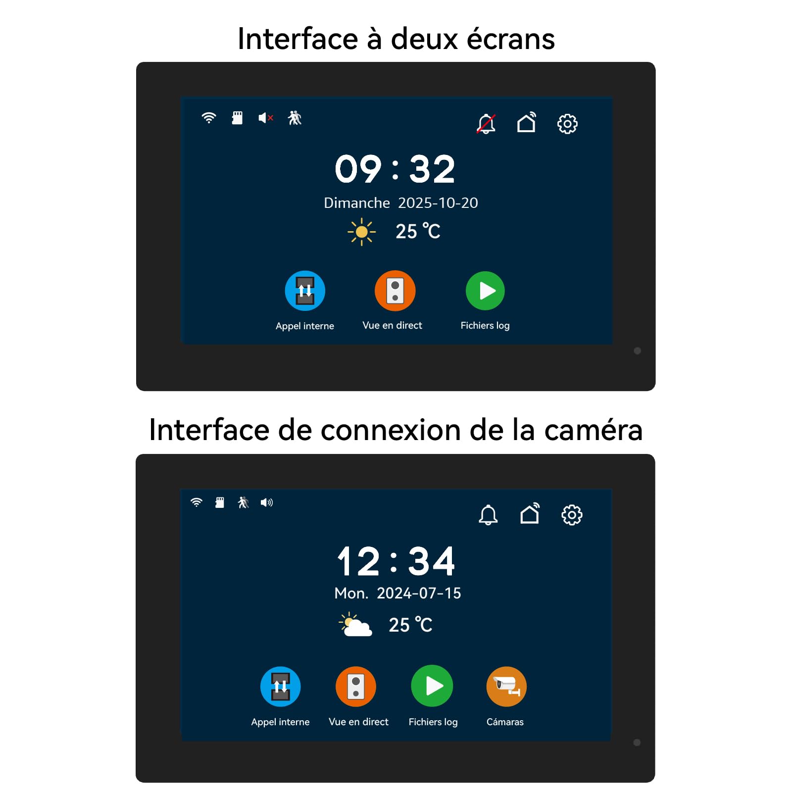 Interphone vidéo avec écran Tactile 7 Pouces Compatible Uniquement avec Les systèmes de Sonnette vidéo 1080p KW02-IP7, KW06-IP7, KW02-IP10 et KW07-IP7-kit