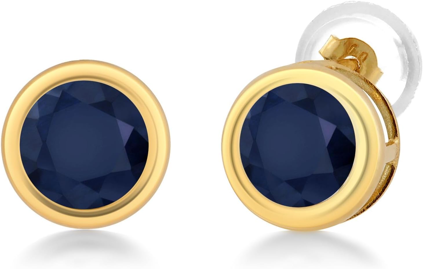 Gem Stone King 14K Yellow Gold Stud Earrings For Women Men | 5MM Round Gemstone Birthstone | Fine Jewelry Gifts for Women Mom Wife Her